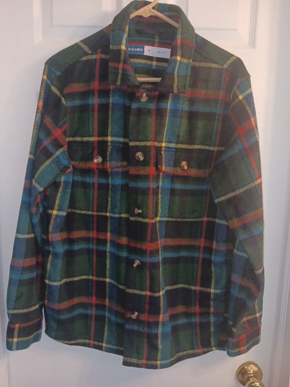 Old Navy Men's Winterized Plaid Shirt Shacket Jacket Button Size M Regular